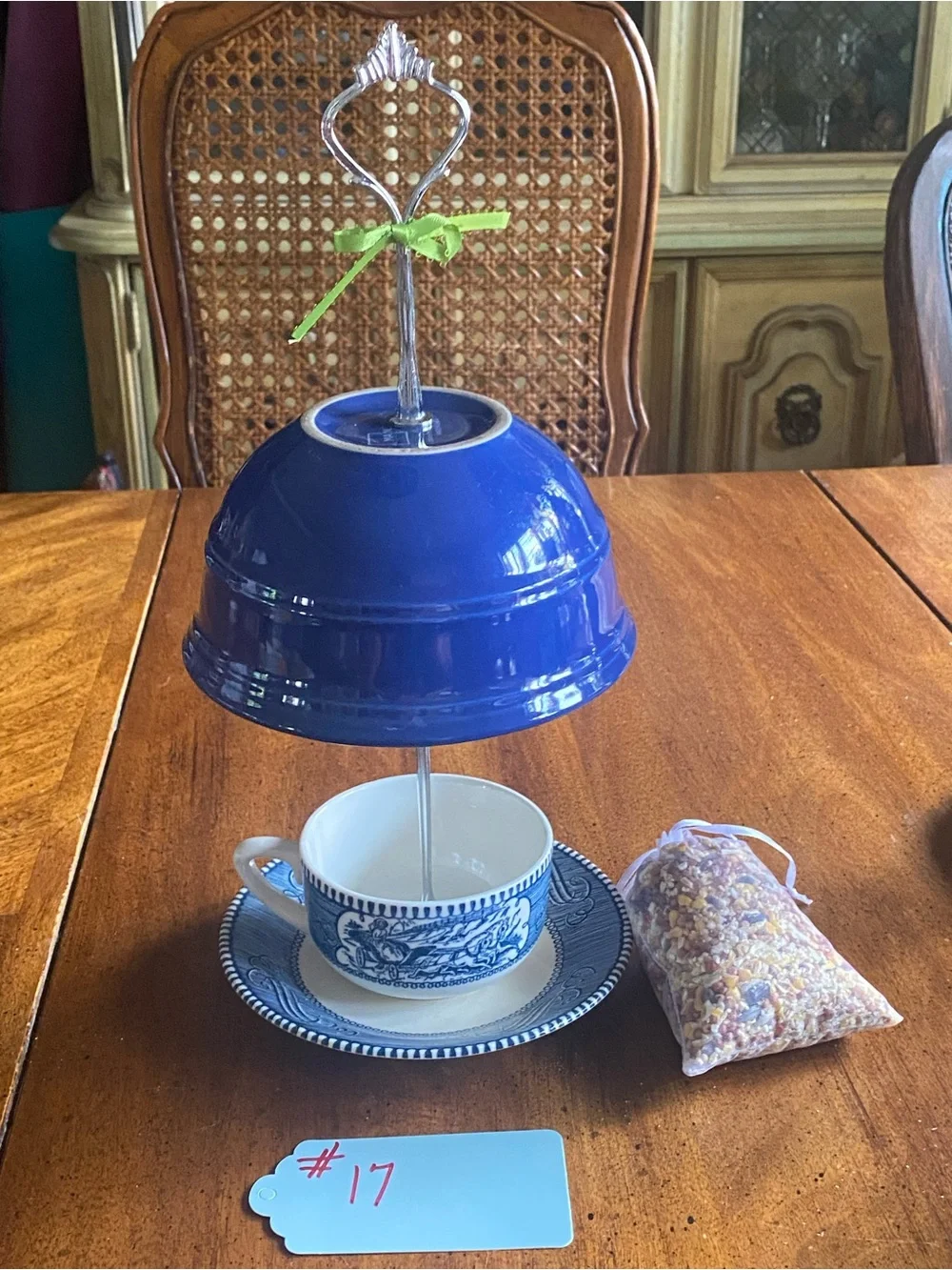 Royal China Currier & Ives Tea Cup Bird Feeder